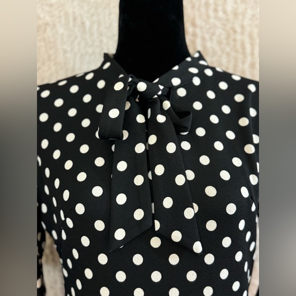 Ranphee- Retro, Polka dot black and white dress with red skirt. Ruffle Sleeve. - Picture 7 of 9